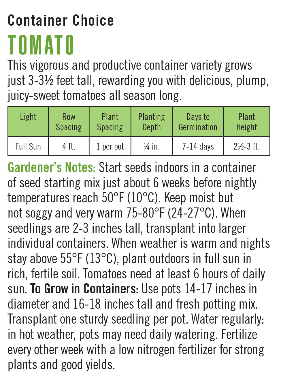 Container Choice Tomato