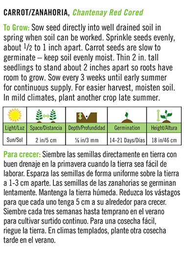 'Chantenay Red Cored' Carrot/Zanahoria - Spanish/English