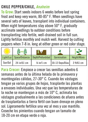 'Anaheim' Chile Pepper/Chile - Spanish/English