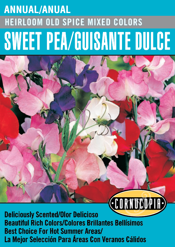 'Heirloom Old Spice Mixed Colors' Sweet Pea/Guisante Dulce - Spanish/English