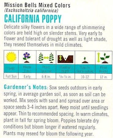 Heirloom California Poppy, Mission Bells Mixed Colors